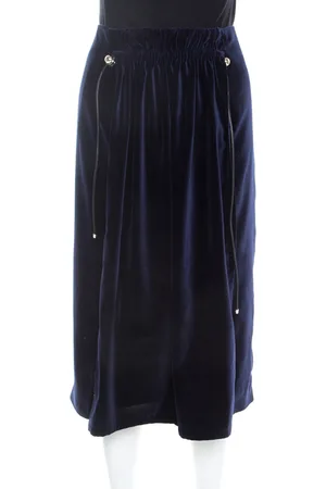 Carven Astral Velvet Coulisse Pleated Skirt L