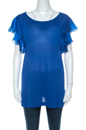 Gucci Jersey and Silk Ruffled Sleeve Top S