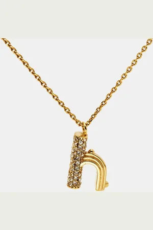 LOUIS VUITTON LV & Me Crystals Letter H Tone Neckalce