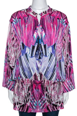 Roberto Cavalli Robert Cavalli Printed Stretch Silk Tunic Top M