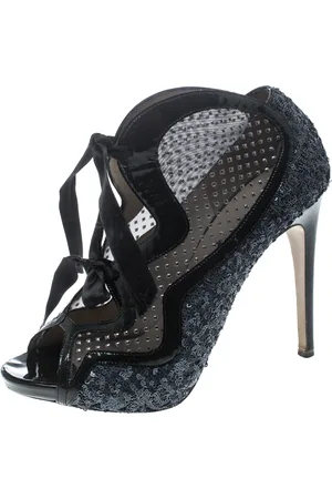 Nicholas Kirkwood Two Tone Sequined and Mesh Peep Toe Booties Size 38.5