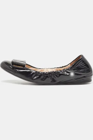 Prada Patent Leather Bow Scrunch Ballet Flats Size 36.5