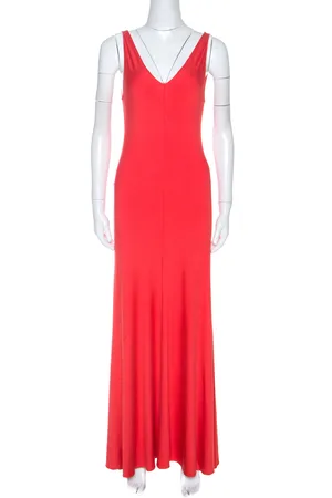 Ralph Lauren Coral Jersey Sleeveless Jenny Maxi Dress M