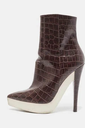 Stella McCartney Croc Embossed Ankle Boots Size 37