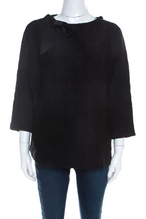 Carolina Herrera Stretch Neoprene Neck Bow Detail Top L