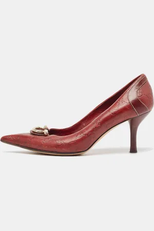 Gucci Ssima Leather Icon Bit Pointed Toe Pumps Size 36.5