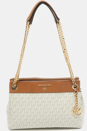 Michael Kors /Brown Signature Coated Canvas and Leather Small Susan Tote