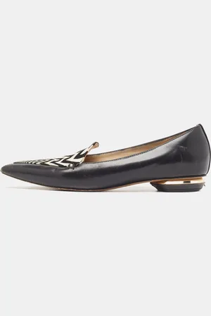 Nicholas Kirkwood /White Leather Beya Zigzag Pointed Toe Ballet Flats Size 35