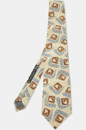 Giorgio Armani Vintage Khaki Printed Silk Tie