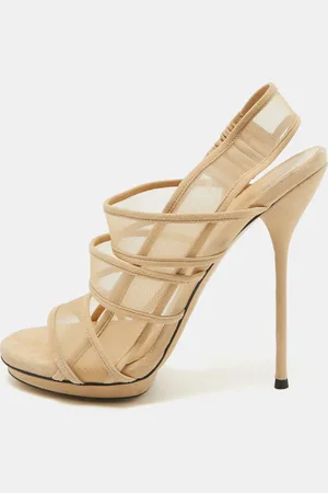 Gucci Suede and Mesh Ankle Strap Sandals Size 38.5