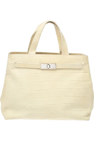 Furla Light Croc Embossed Leather Presslock Tote