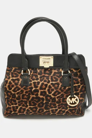 Michael Kors /Brown Leopard Print Calfhair and Leather Astrid Tote