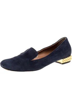 Fendi Suede Studded Heel Smoking Slippers Size 38