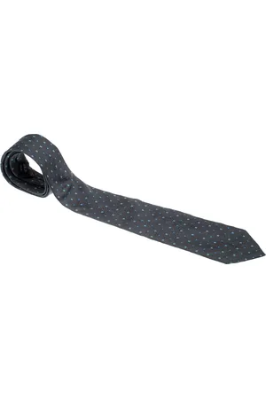 Dunhill Charcoal Silk Jacquard Square Pattern Tie
