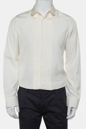 Gucci Silk Pintuck Detail Button Front Skinny Shirt M