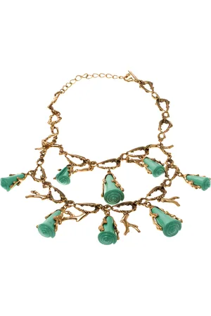 Oscar de la Renta Turquoise Resin Shell & Tone Coral Two-tier Necklace