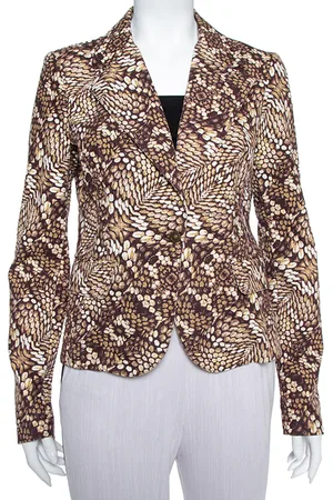 Roberto Cavalli Printed Cotton Blazer L