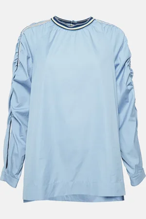 Sportmax Side Stripe Poplin Long Sleeve Top L