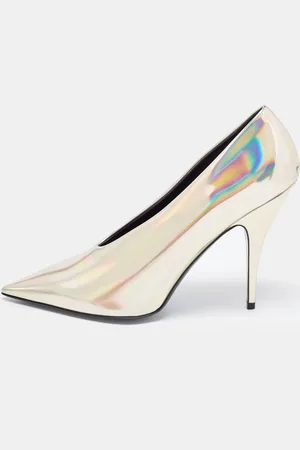 Stella McCartney Iridescent Faux Patent Leather V Neck Pointed Toe Pumps Size 40.5