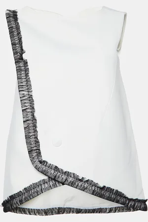 Balenciaga Off- Crepe Contrast Lace Trim Top S