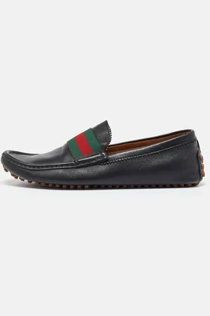 Gucci Leather Web Trim Slip On Loafers Size 41.5
