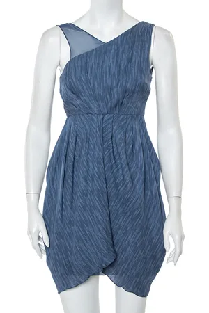 ALICE+OLIVIA Silk Asymmetric Draped Sleeveless Dress S