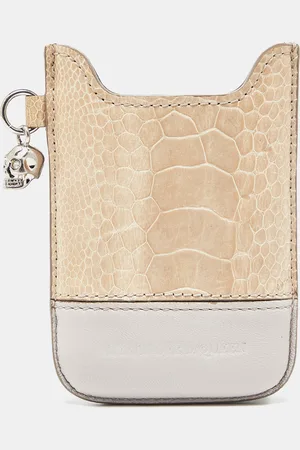 Alexander McQueen Croc Embossed and Leather Phone Case