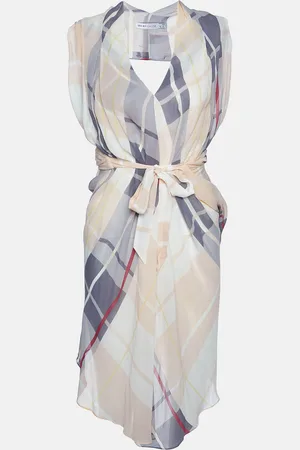 See by Chloé Checked Silk Asymmetric Short Dress L