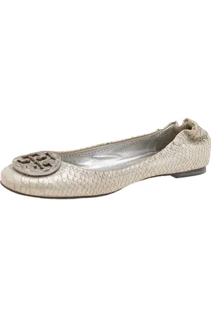 Tory Burch Python Embossed Leather Reva Ballet Flats Size 38.5