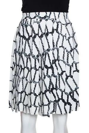Joseph Monochrome Rope Printed Silk Pleated Skirt M