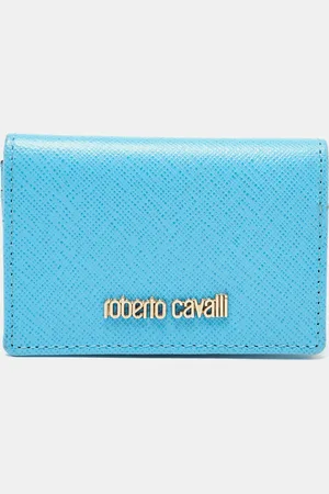 Roberto Cavalli Turquoise Leather Card Case