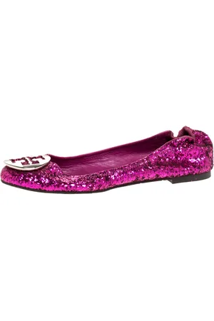 Tory Burch Metallic Coarse Glitter Fabric Minnie Ballet Flats Size 38