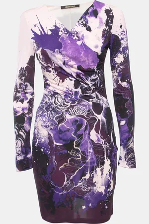 Roberto Cavalli /Purple Print Jersey Short Dress S