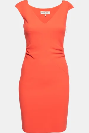 Emilio Pucci Coral Wool Gathered Detail Sleeveless Dress S