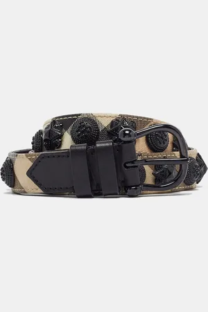 Burberry /Black Supernova Check Coated Canvas and Leather Embellished Buckle Belt 100 CM