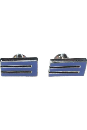 Etro E Enamel Silver Tone Cufflinks
