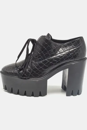 Stella McCartney Croc Embossed Leather Ankle Length Boots Size 41