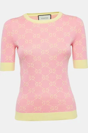 Gucci /Yellow Logo Jacquard Knit Top XXS