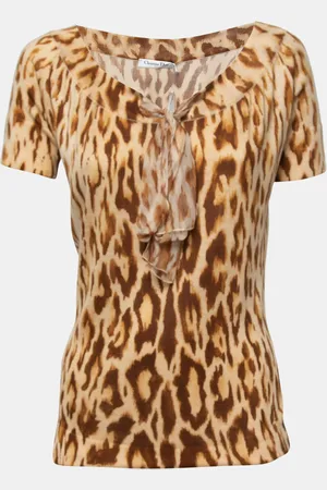 Dior Christian Animal Print Knit Top L