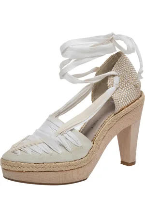 Stella McCartney Fabric And Canvas Platform Ankle Wrap Pumps Size 37.5