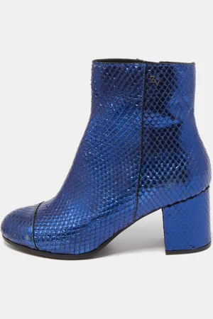 Zadig & Voltaire Python Embossed Leather Block Heel Ankle Booties Size 36