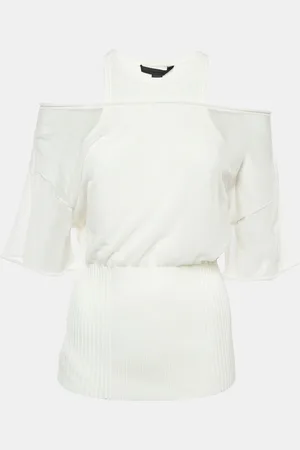 Alexander Wang Off- Cotton knit Sheer Overlay Top L