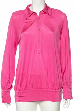 Roberto Cavalli Silk Knit Button Front Top M