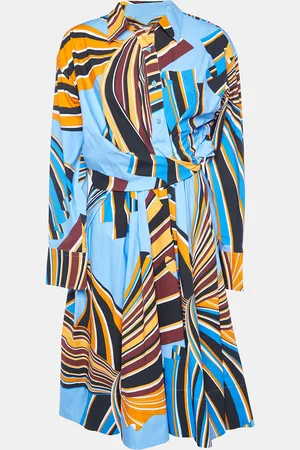 Emilio Pucci Printed Cotton Wrap Detail Button Front Shirt Dress M