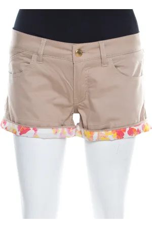 Roberto Cavalli Stretch Cotton Contrast Cuff Detail Mini Shorts S