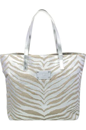 Michael Kors Silver/ Canvas And Patent Leather Tote