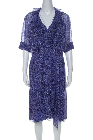 Jason Wu Silk Chiffon Printed Ruffle Short Dress L