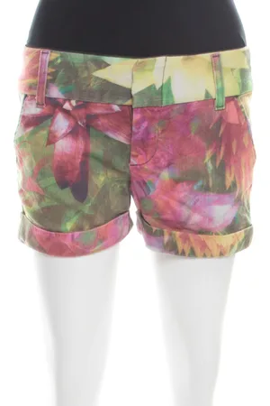 ALICE+OLIVIA Flower Printed Cotton Stretch Cuffed Hem Shorts XS