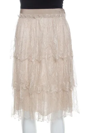 VALENTINO Floral Tulle Tiered Skirt M