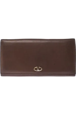 VALENTINO Leather V Ring Flap Continental Wallet